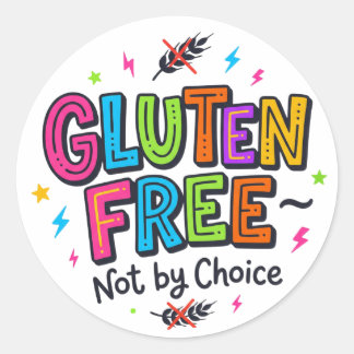 Sticker Rond Coeliac Awareness Gluten Free Not By Choice Colour