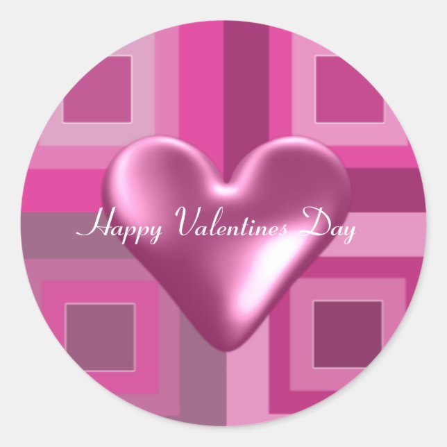 Sticker Rond Coeur 3D rose pour la Saint Valentin (Devant)