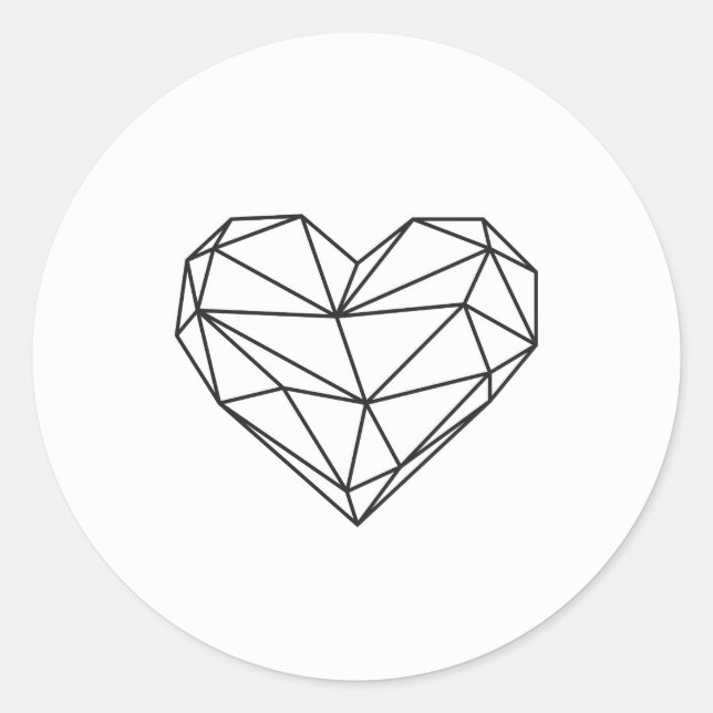 Sticker Rond Coeur à faible teneur en poly (Devant)