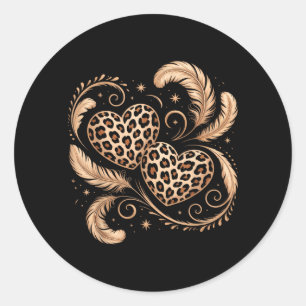 Sticker Rond Cœur à Imprimé Guépard