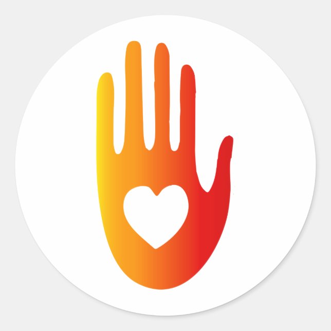 Sticker Rond Coeur à la main (Devant)