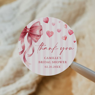 Sticker Rond Cœur à ruban rose pour la Saint-Valentin Baby Show