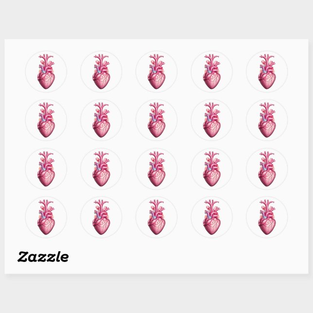 Sticker Rond coeur anatomique brillant (Feuille)