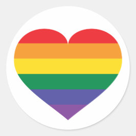 Sticker Rond Coeur arc-en-ciel