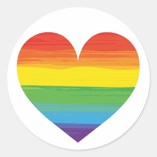 Sticker Rond Coeur arc-en-ciel (Devant)