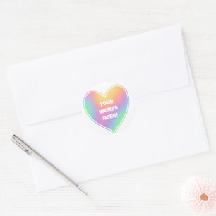 Sticker Rond Coeur arc-en-ciel personnalisé