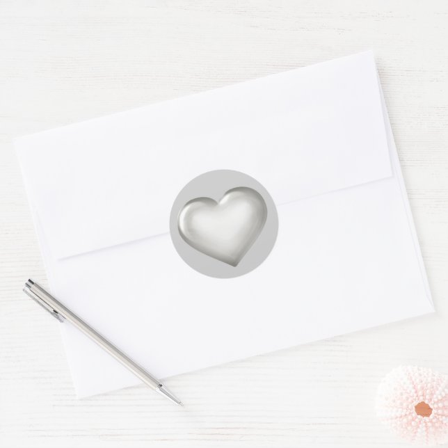 Sticker Rond Coeur argenté (Enveloppe)