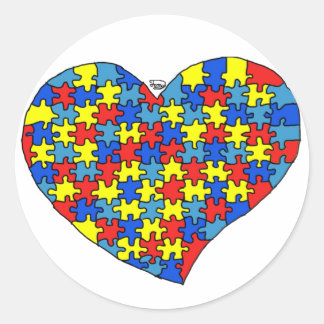 Sticker Rond Coeur autiste