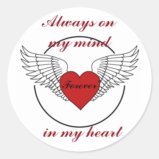 Sticker Rond Coeur avec les ailes et Citation (Devant)
