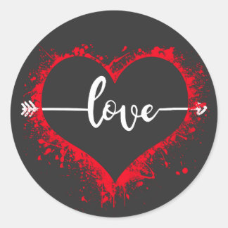 Sticker Rond Coeur avec une flèche en forme d'amour