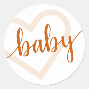 Sticker Rond Coeur bébé   Automne Brûlé Orange Flourdissant Scr
