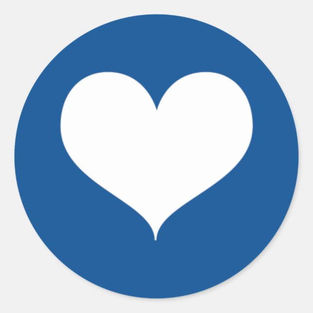 Sticker Rond Coeur blanc sur Arrière - plan bleu Cobalt (Devant)