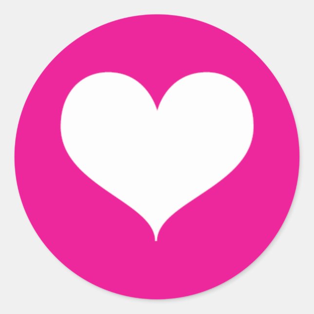 Sticker Rond Coeur blanc sur Arrière - plan rose (Devant)