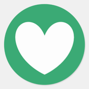 Sticker Rond Coeur blanc sur Kelly green