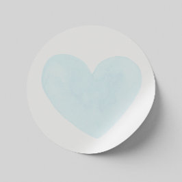 Sticker Rond Coeur bleu aquarelle. Valentines / Baby shower