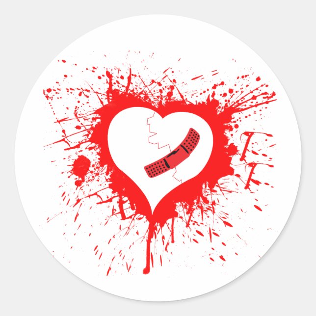 Sticker Rond Coeur brisé...encore (Devant)