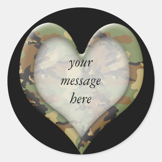 Sticker Rond Coeur Camouflage (Devant)