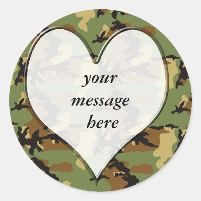Sticker Rond Coeur Camouflage (Devant)