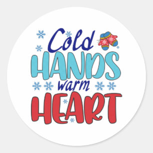 Sticker Rond Coeur chaud des mains froides