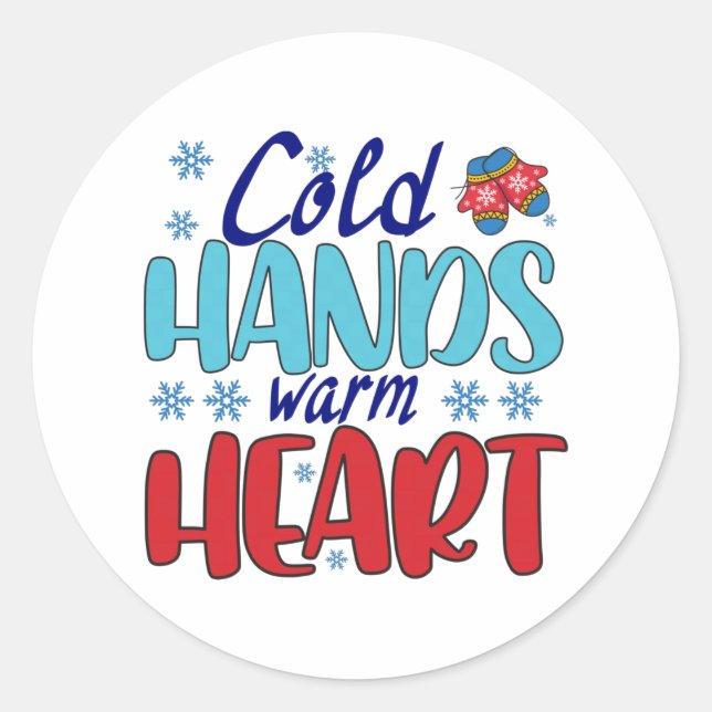 Sticker Rond Coeur chaud des mains froides (Devant)