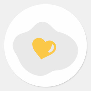Sticker Rond Coeur d'amour aux oeufs frits