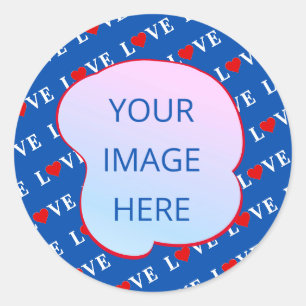 Sticker Rond Coeur d'amour bleu marine