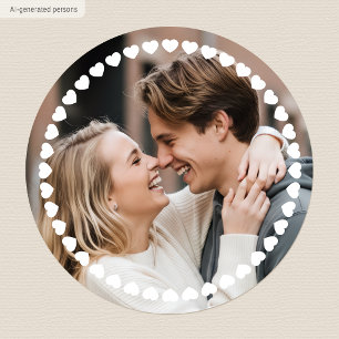 Sticker Rond Cœur d'amour de couleur personnalisée avec photo a