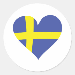 Sticker Rond coeur d'amour de la suède - drapeau de la suède