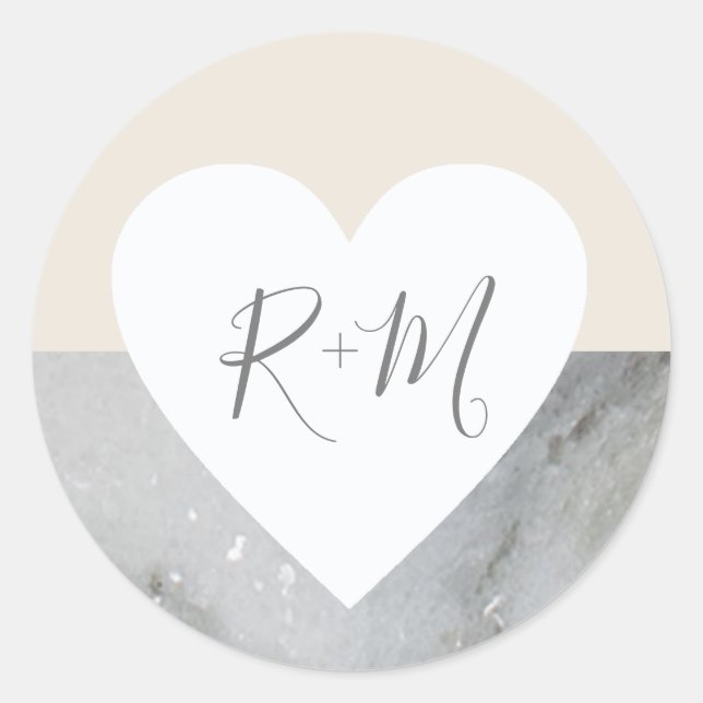 Sticker Rond coeur d'amour élégant avec fiancée & fiancé initia (Devant)