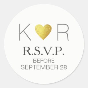 Sticker Rond coeur d'amour moderne mariage RSVP réponse élégant