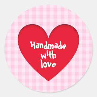 Sticker Rond Coeur d'amour pique-nique rose