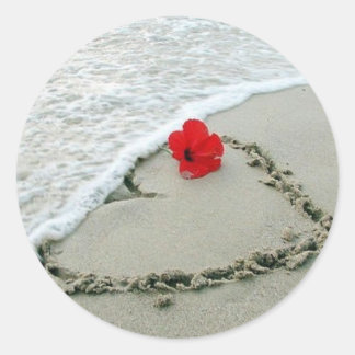Sticker Rond Coeur dans le sable