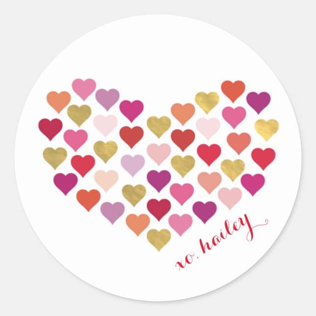 Sticker Rond Coeur d'autocollant personnalisé par | de coeurs (Devant)