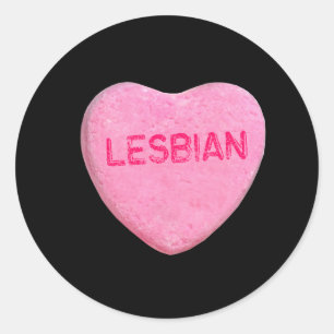 Sticker Rond Cœur de bonbon lesbien