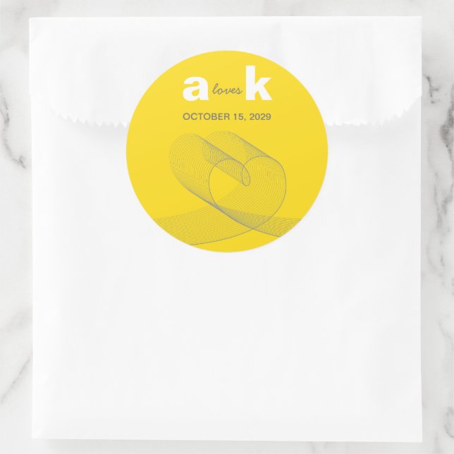 Sticker Rond Coeur de boucle moderne Lignes d'amour simples Mar (Sac)