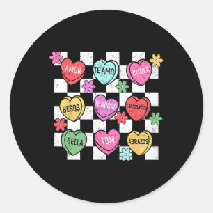 Sticker Rond Cœur de conversation de la Saint-Valentin espagnol