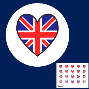 Sticker Rond Cœur de drapeau britannique Saint-Valentin 