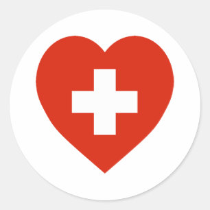 Sticker Rond Coeur de drapeau de la Suisse