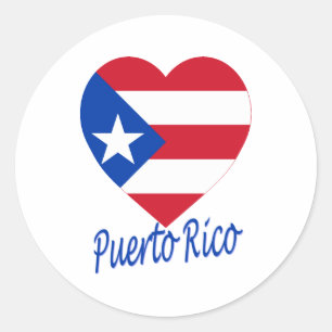 Sticker Rond Coeur de drapeau de Porto Rico
