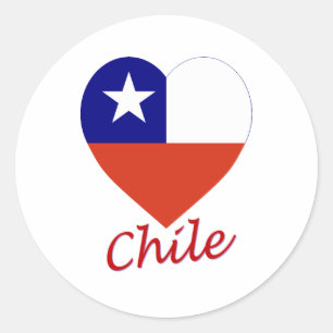 Sticker Rond Coeur de drapeau du Chili