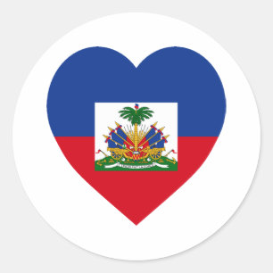Sticker Rond Coeur de drapeau du Haïti