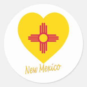 Sticker Rond Coeur de drapeau du Nouveau Mexique