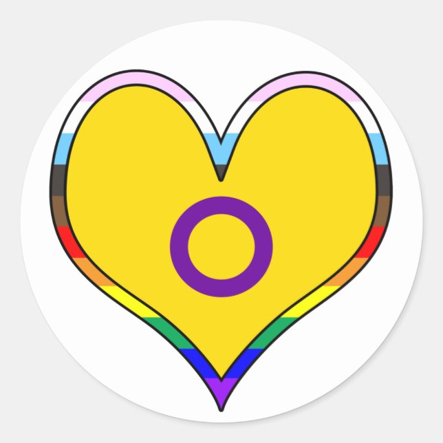 Sticker Rond Coeur de fierté intersexe (Devant)