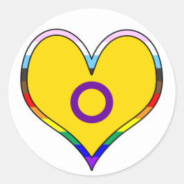 Sticker Rond Coeur de fierté intersexe