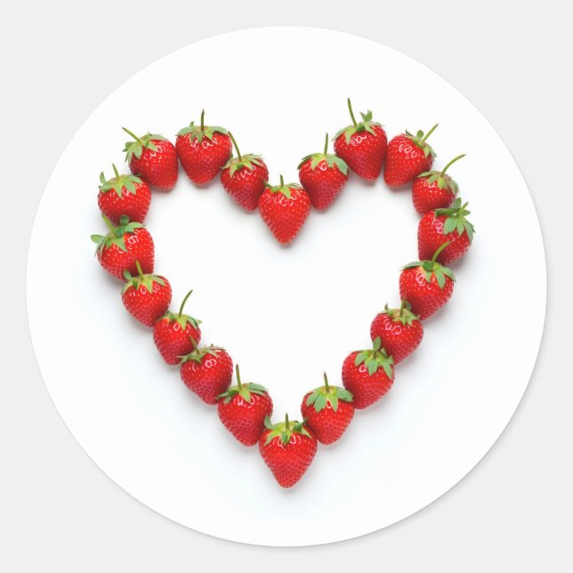 Sticker Rond Cœur de fraise (Devant)