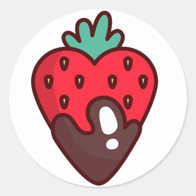 Sticker Rond Coeur de fraise au chocolat (Devant)