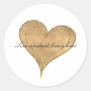 Sticker Rond Cœur de Glam Glitter Doré
