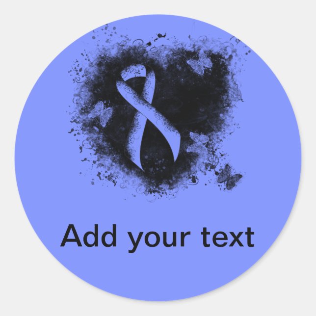 Sticker Rond Coeur de gravité du ruban bleu de sensibilisation (Devant)