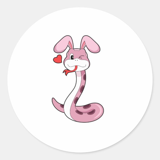 Sticker Rond Coeur de lapin serpent (Devant)