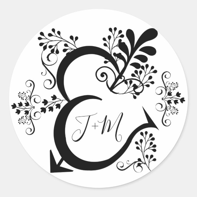 Sticker Rond Coeur de l'espereur noir et blanc (Devant)